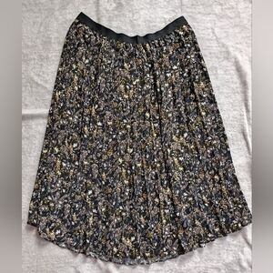 Joe Fresh | Size 1X Black Floral Pleated Midi Skirt